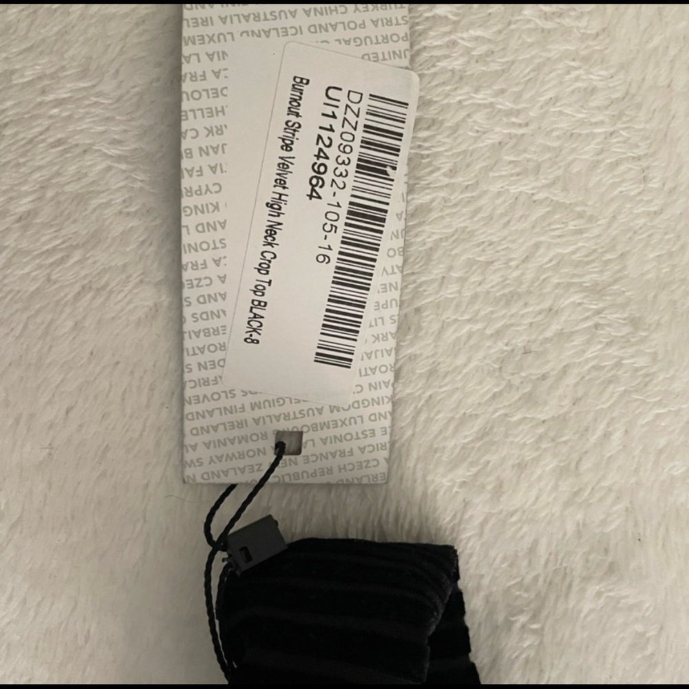 Boohoo Burnout Stripe Velvet High Neck Crop Top